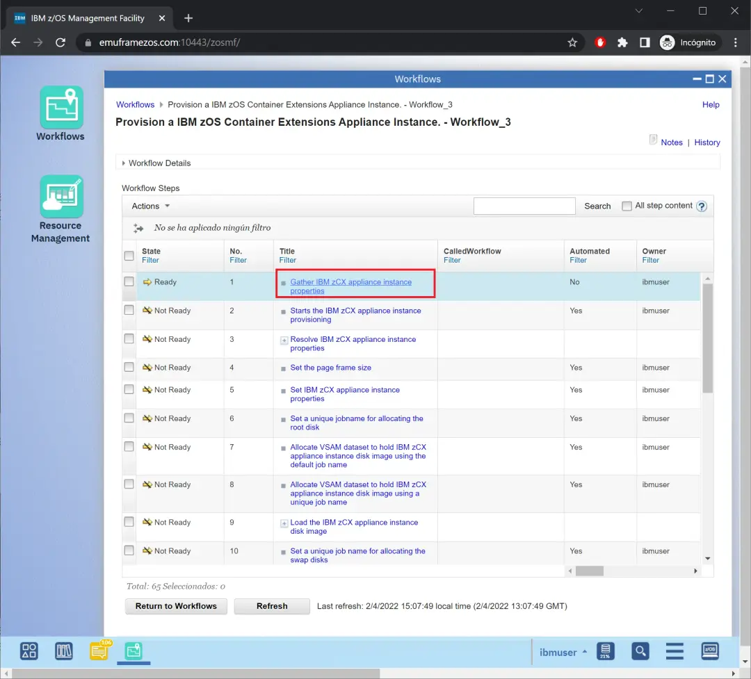 zCX - Create and Delete Instance – screenshot 15
