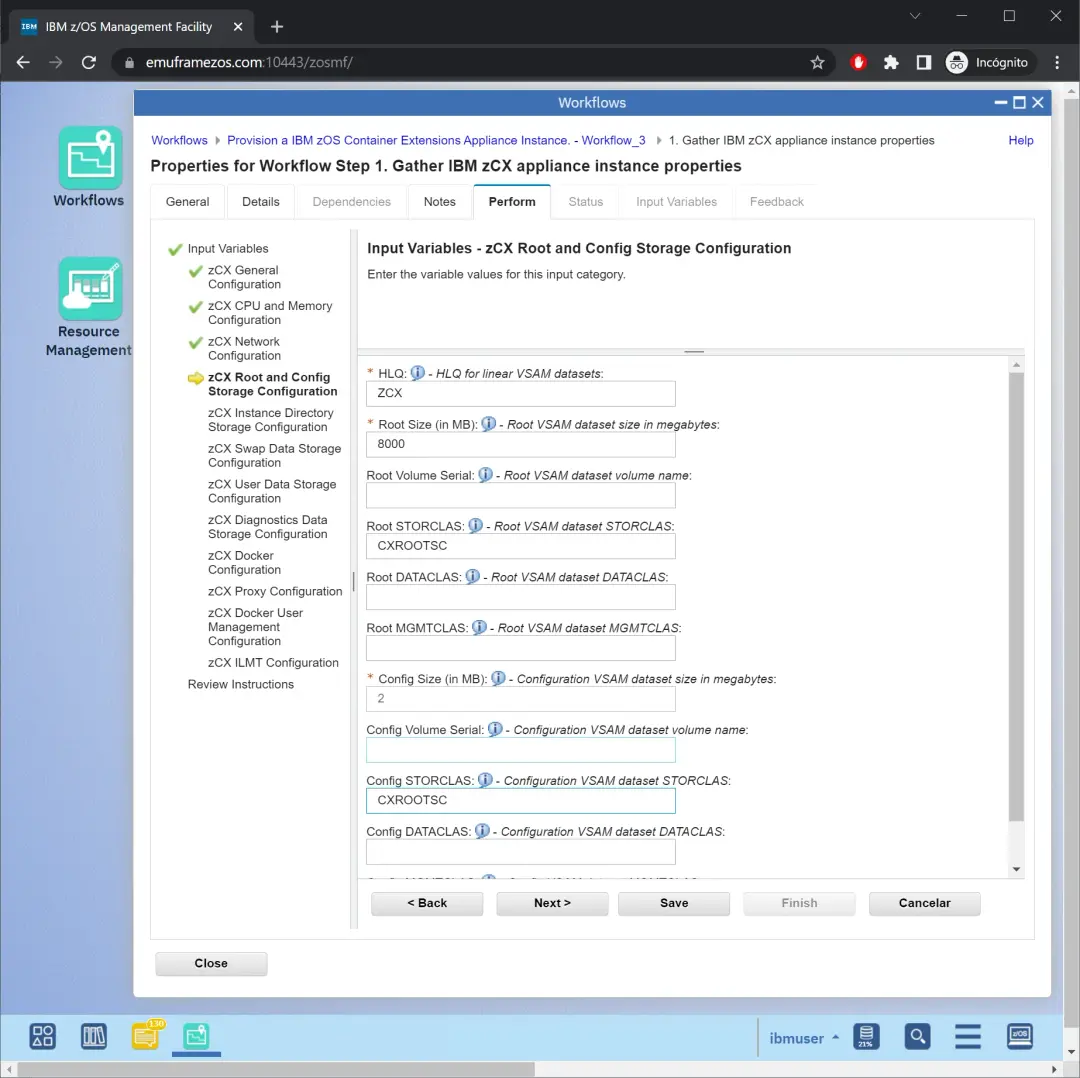zCX - Create and Delete Instance – screenshot 19