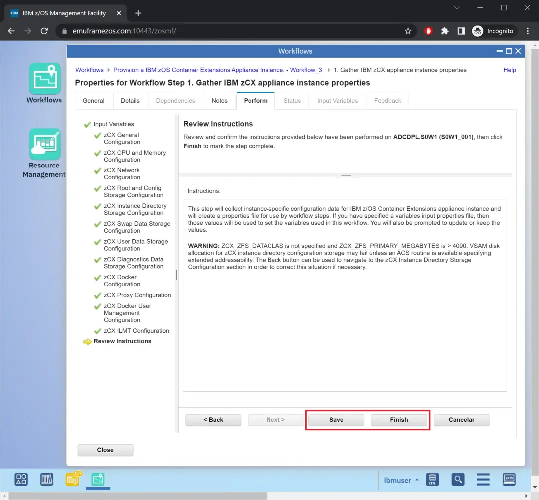 zCX - Create and Delete Instance – screenshot 29