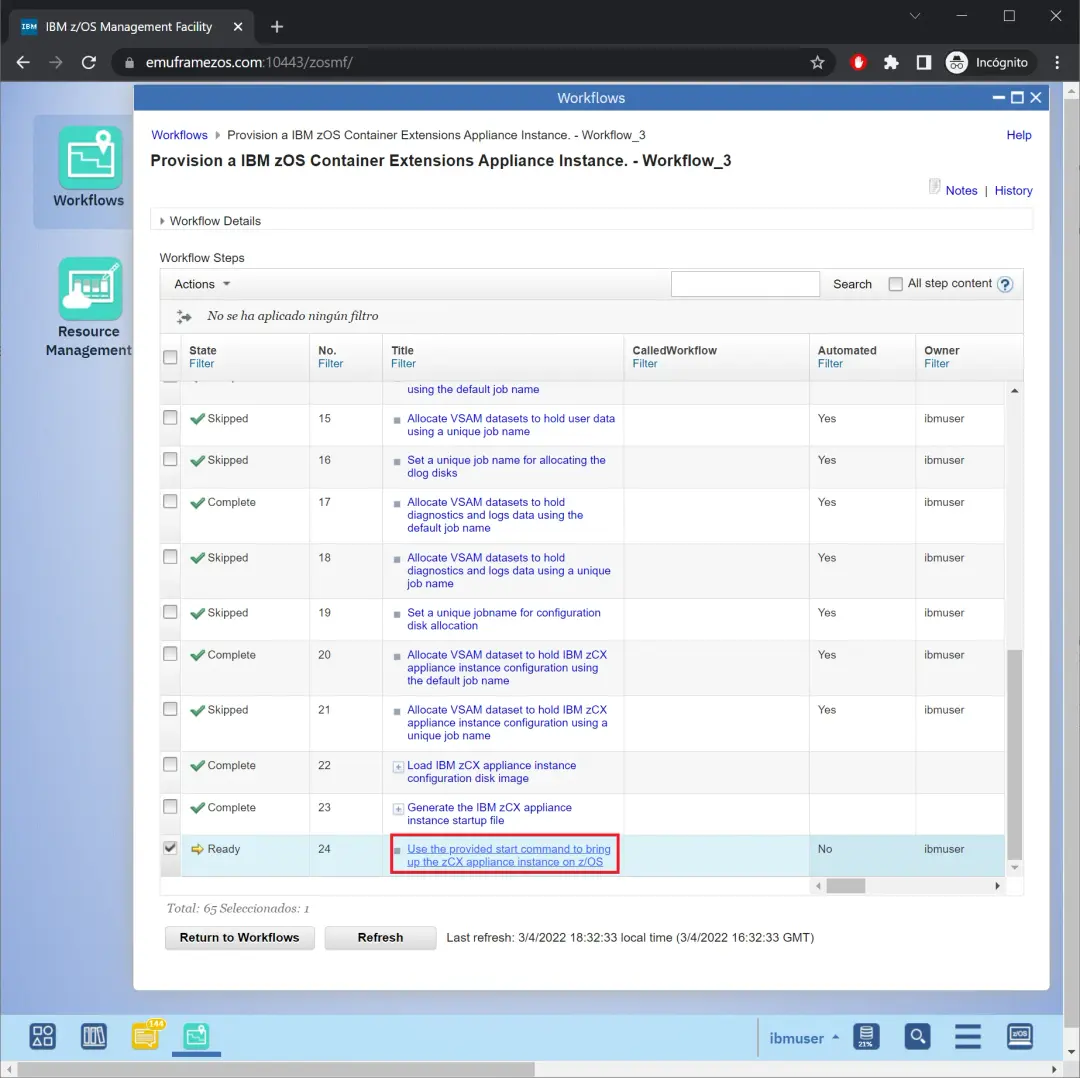 zCX - Create and Delete Instance – screenshot 33