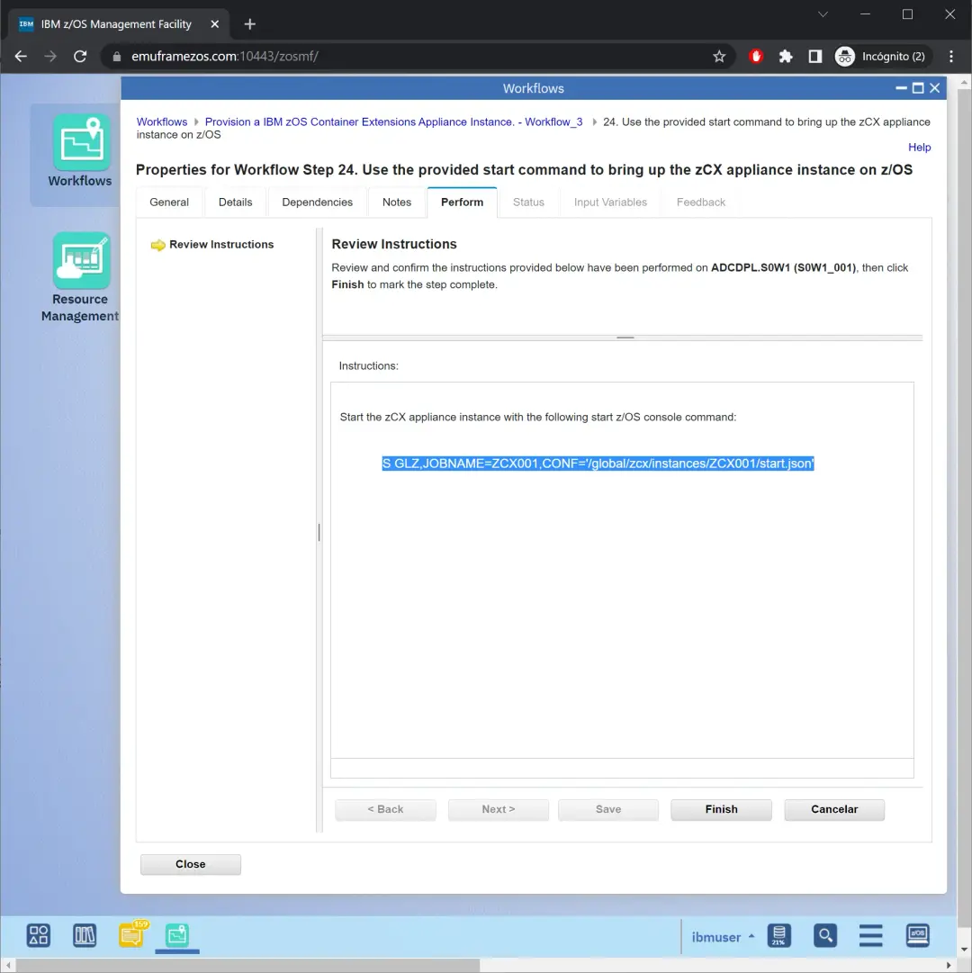 zCX - Create and Delete Instance – screenshot 34