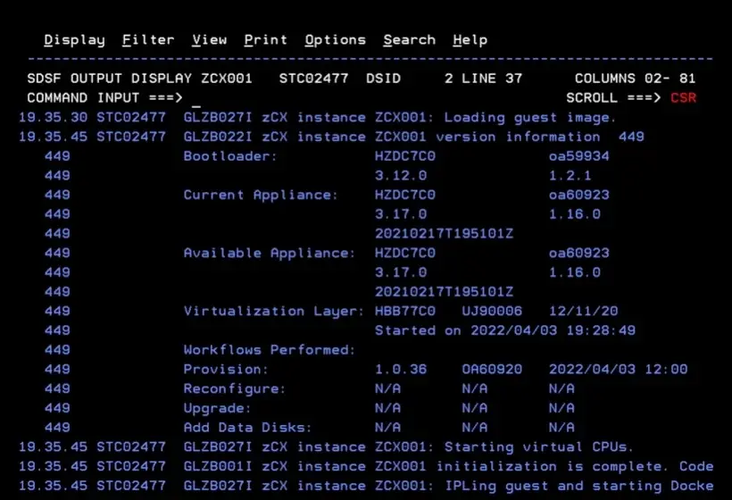 zCX - Create and Delete Instance – screenshot 37
