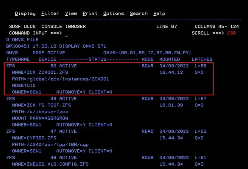 zCX - Create and Delete Instance – screenshot 42