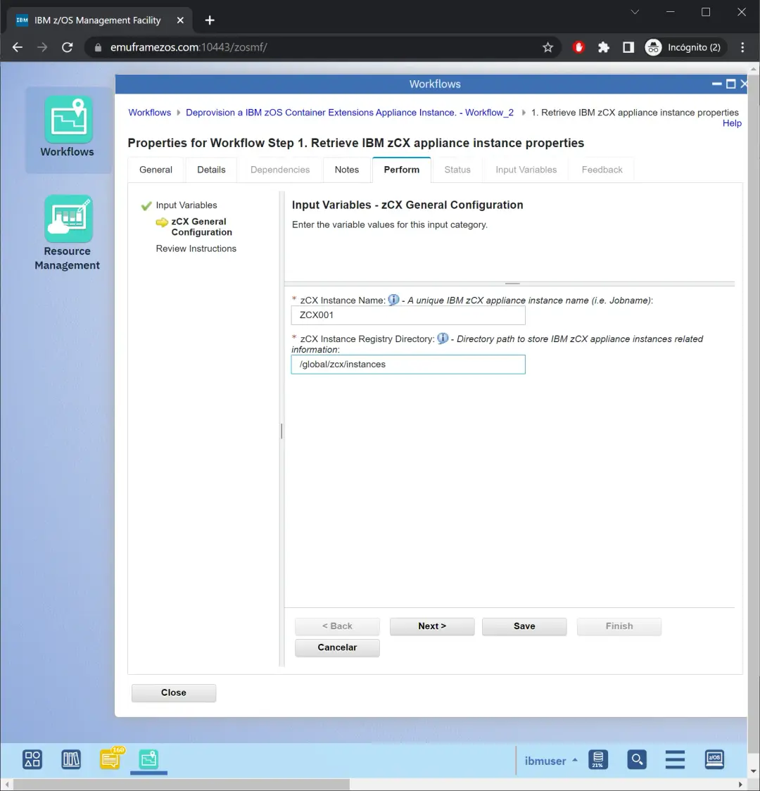 zCX - Create and Delete Instance – screenshot 48