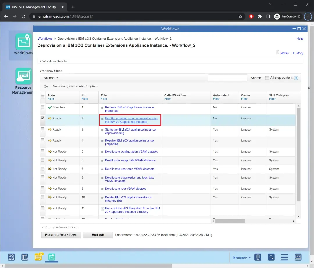 zCX - Create and Delete Instance – screenshot 50