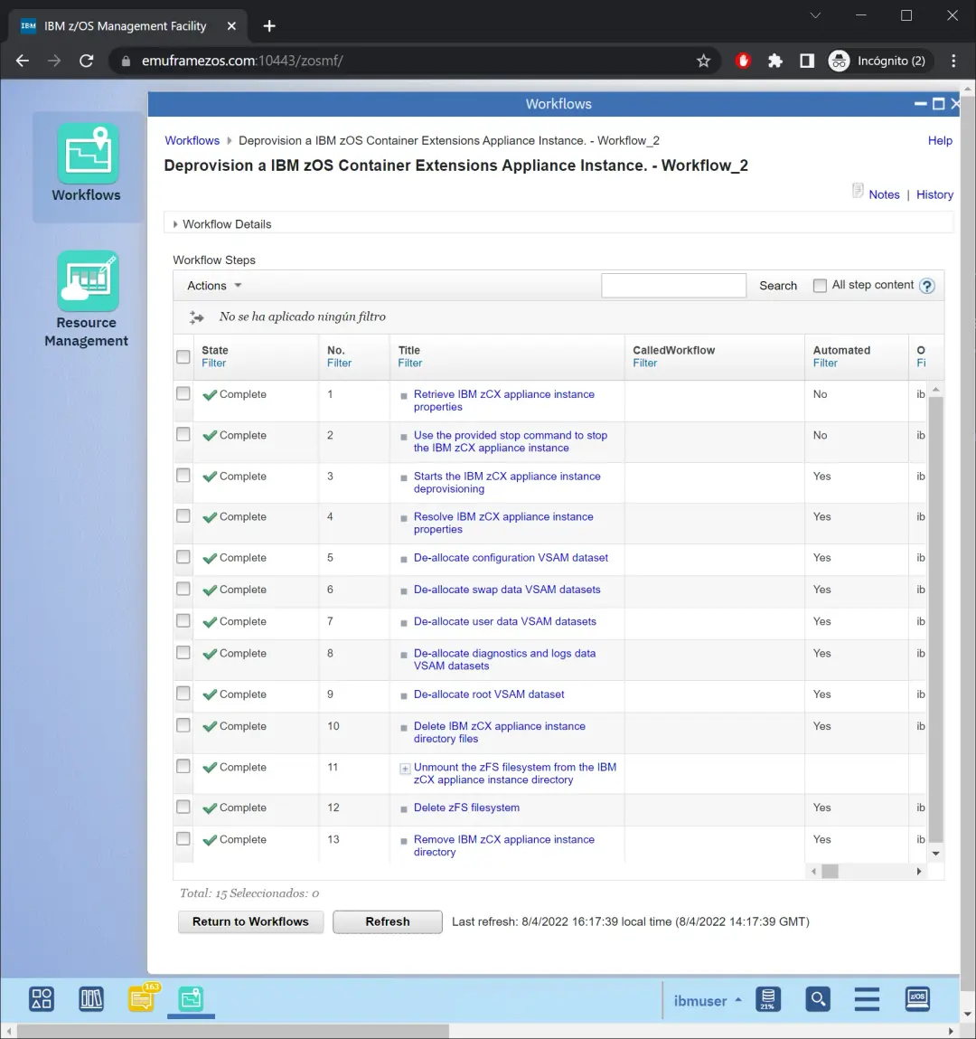 zCX - Create and Delete Instance – screenshot 55